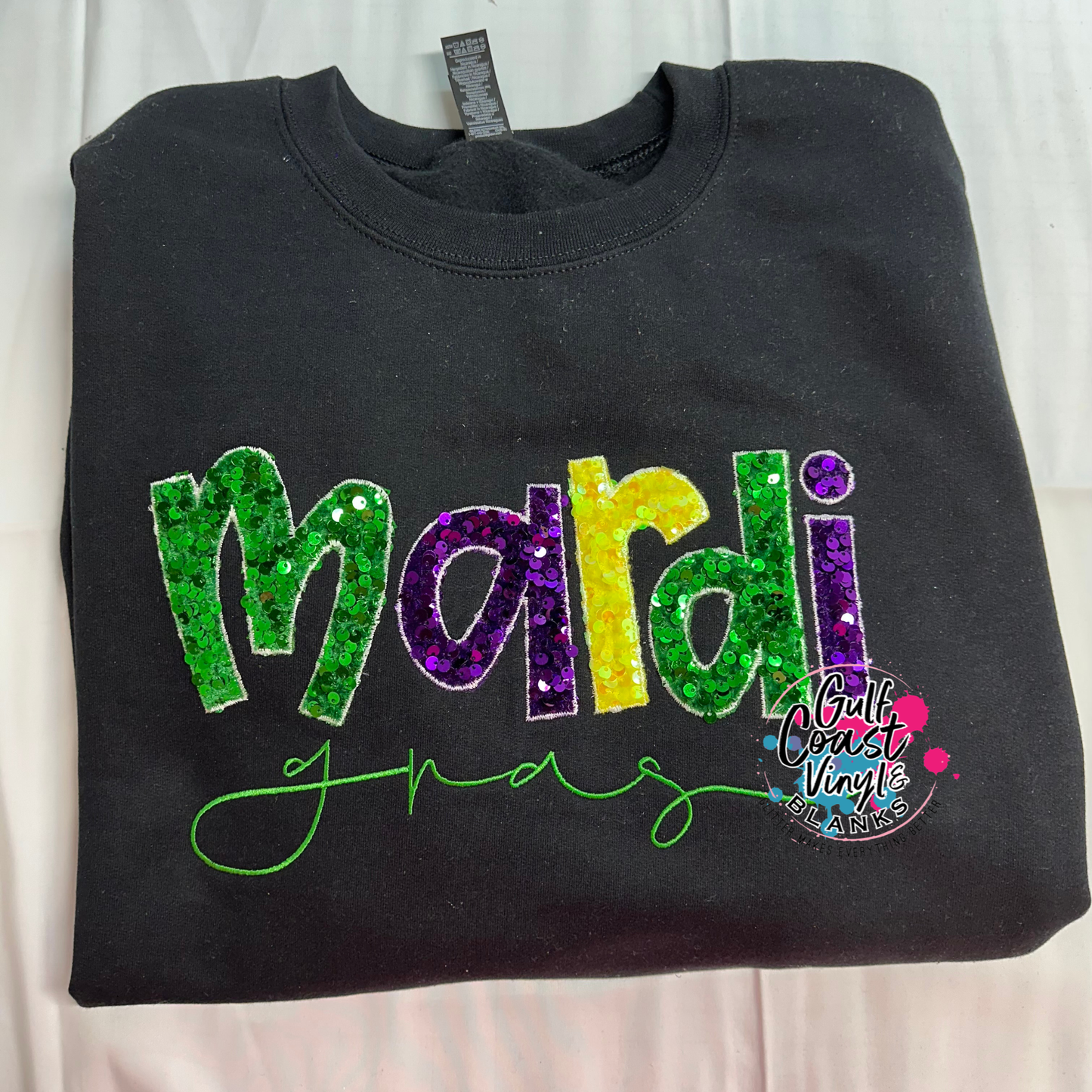 Mardi Gras Sequin Sparkle Embroidered Shirt