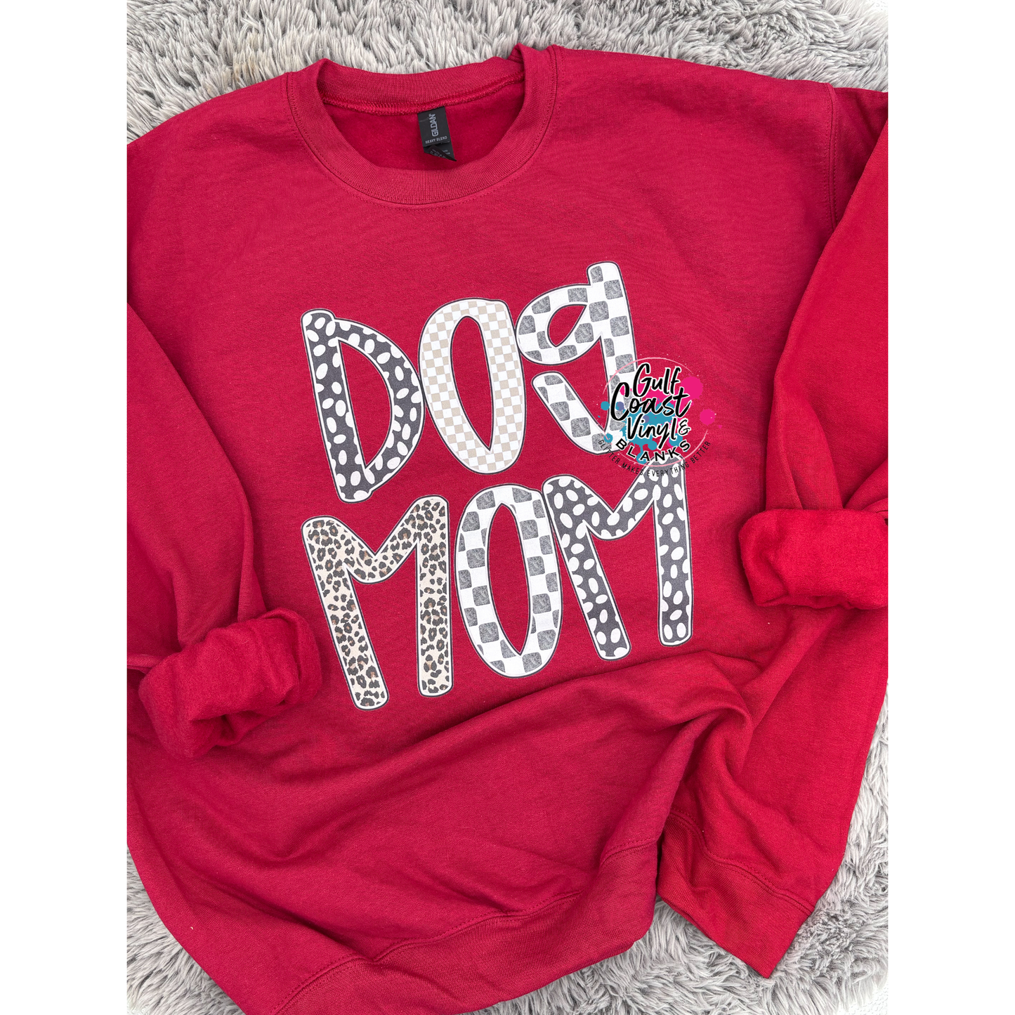 Dog Mom Checkered Leopard Design Sweatshirt
