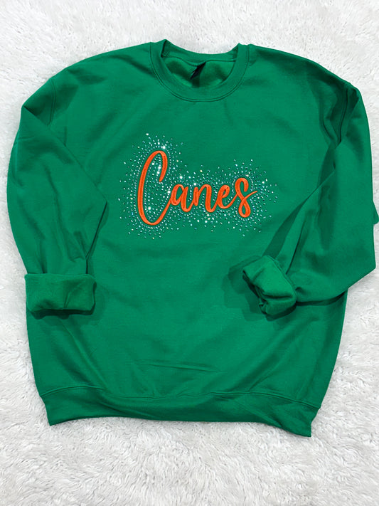 Canes Rhinestone Embroidered Sweatshirt