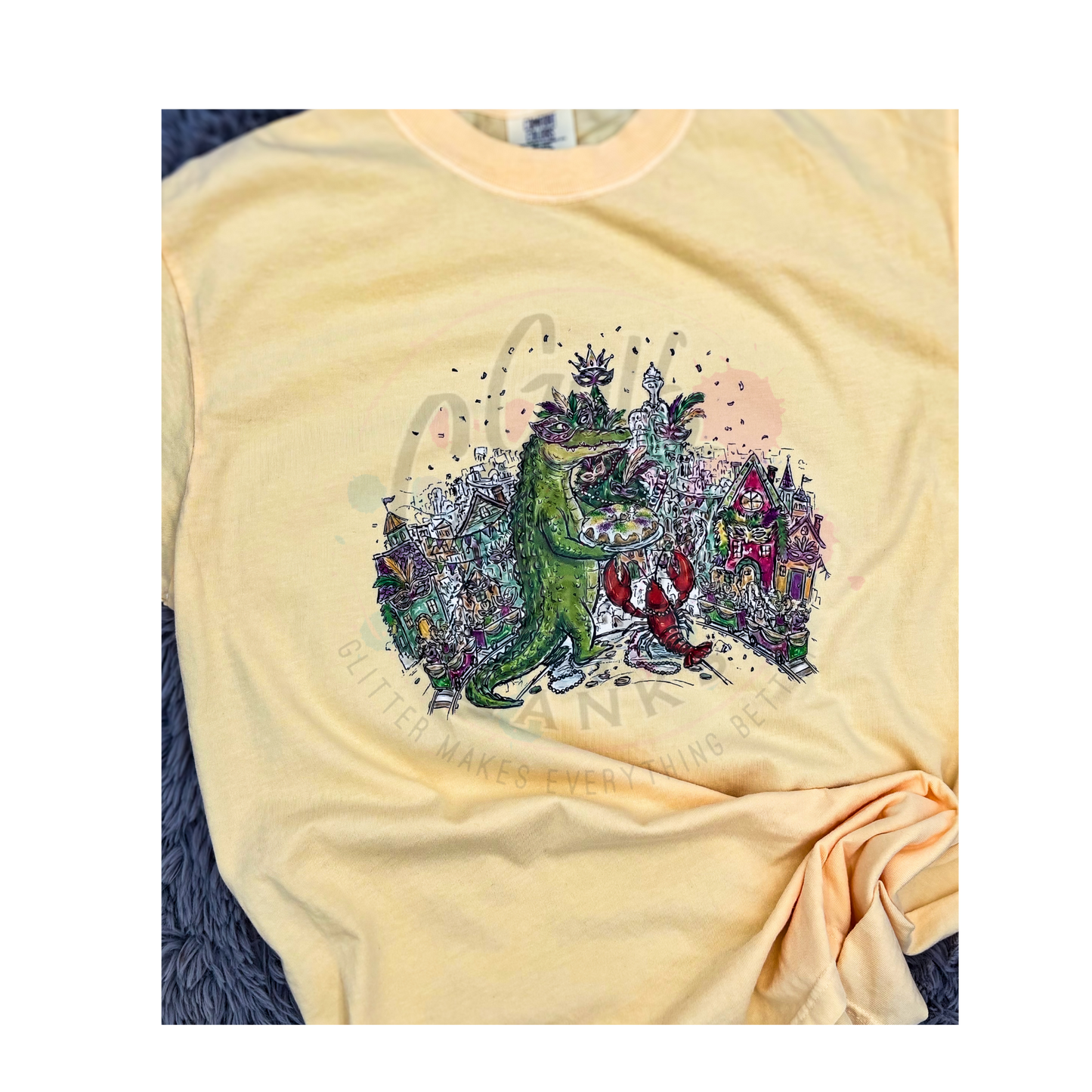 Mardi Gras Alligator crawfish fleur de lis shirt