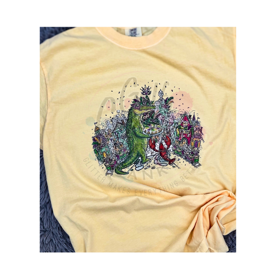 Mardi Gras Alligator crawfish fleur de lis shirt