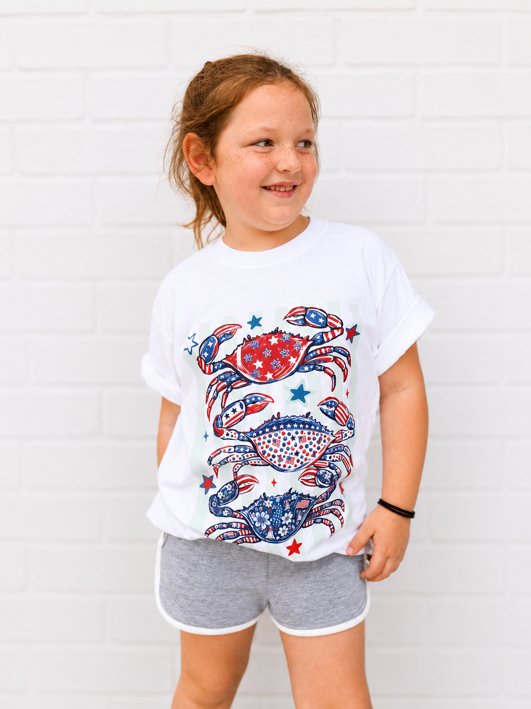 Red, White and Blue Striped Crab Shirt